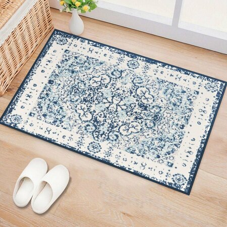 WORLD RUG GALLERY Traditional Medallion Area Rug 2' x 3' Blue MON830BLUE2X3